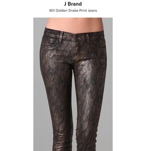 J BRAND Black Golden Snake Print skinny coated legging jeans size 25